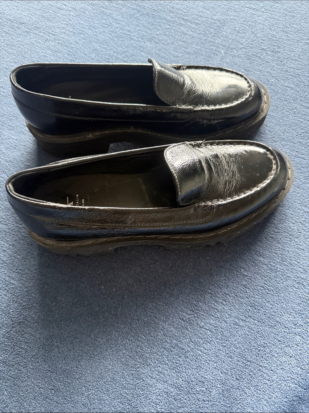 Aquatalia made in Italy Black Leather Loafers size 10